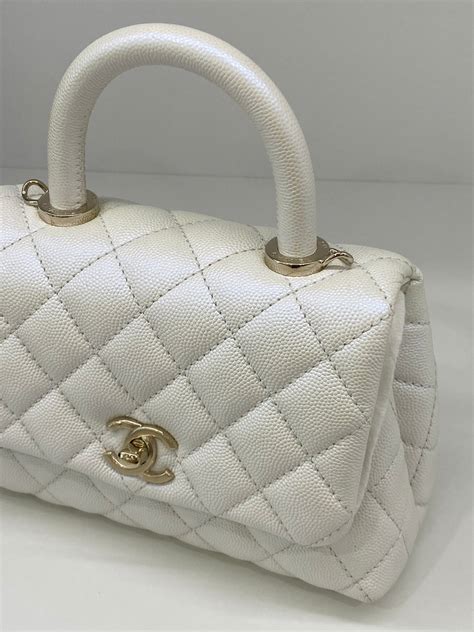 chanel coco handle extra mini size|white iridescent chanel coco handle.